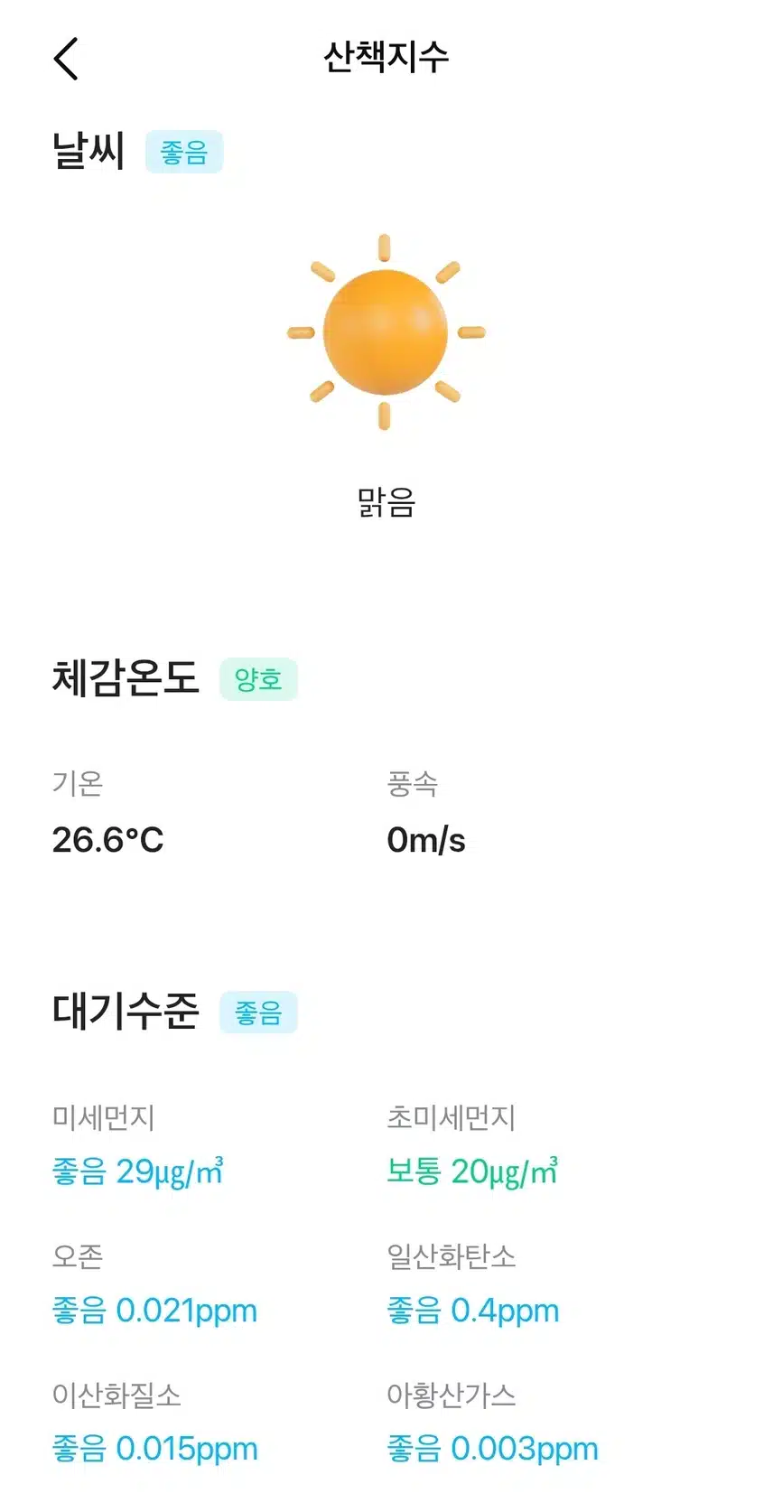 오늘의 날씨와 대기질 