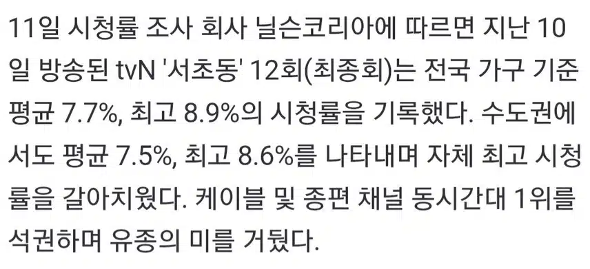 🍒글로벌 직장 서초동, 시청률 잡은 유종의 미