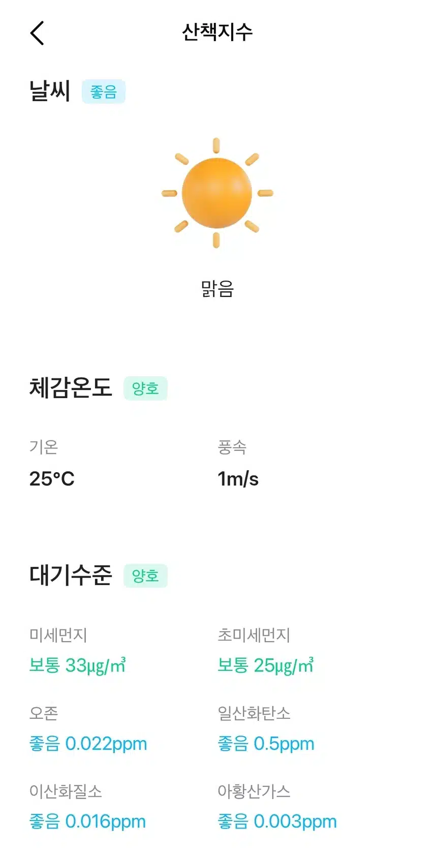 오늘의 날씨와 대기질 
