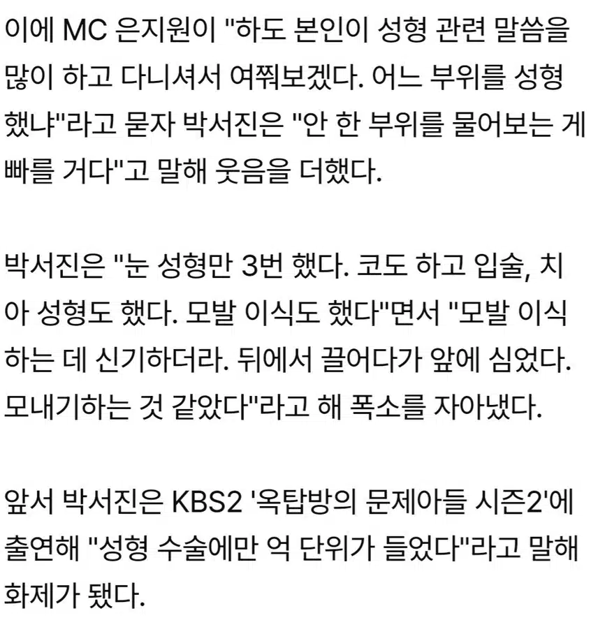 ☘️성형수술에만 억 단위