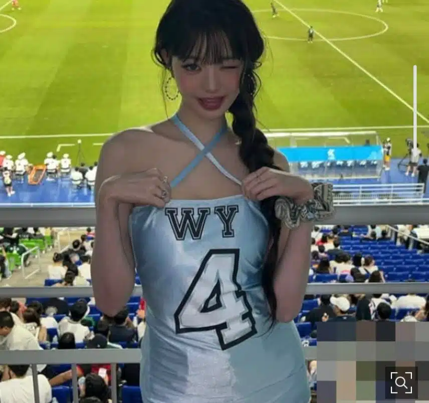 야구장  시구의상으로 논란이되었던 의상 사진 이네요