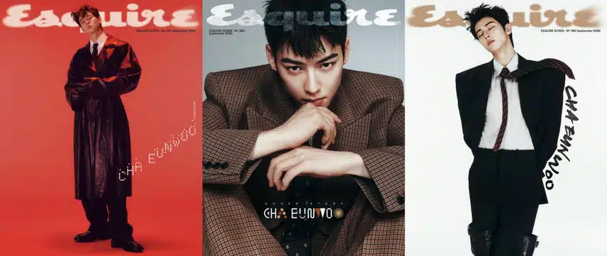 차은우 에스콰이어X생로랑 9월호 커버 3종