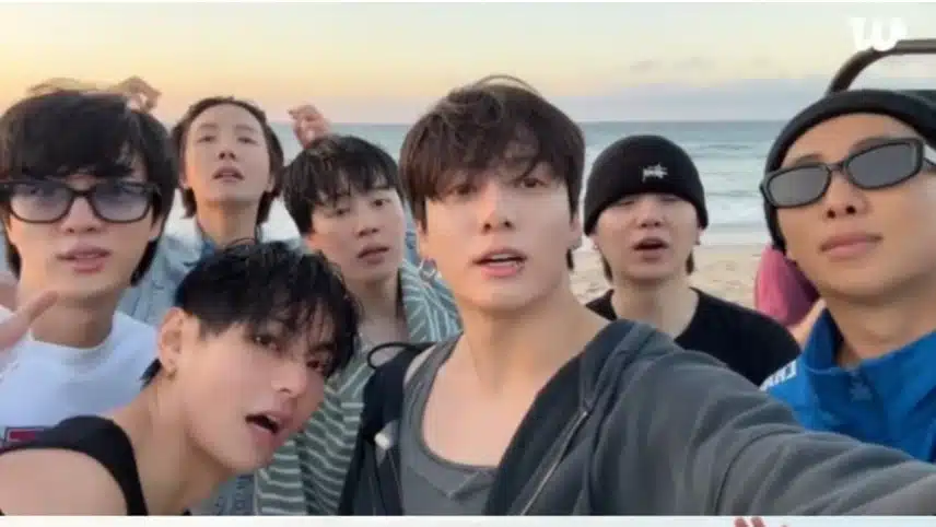 I BTS hanno tenuto una trasmissione in diretta con tutti i membri sulla spiaggia di Los Angeles.